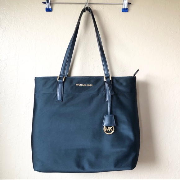 Michael Kors Handbags - Michael Kors Navy Blue Nylon Tote w/Gold Hardware